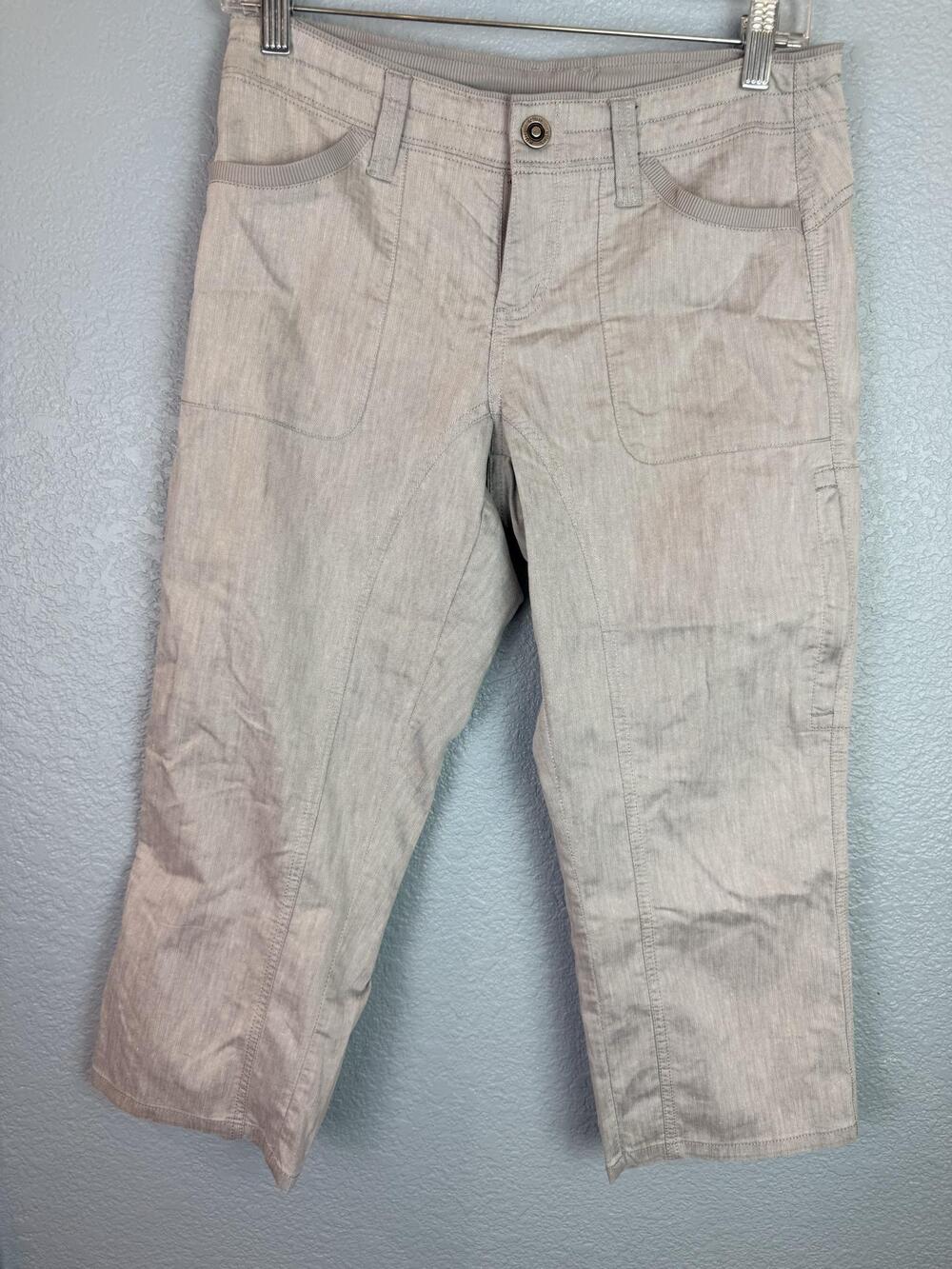 Kuhl Pants Womens 4 Gray Herringbone Capri Stretch Zip Fly Pockets Casual Travel